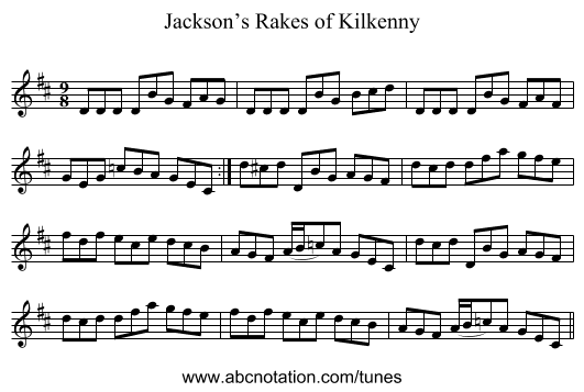 Jackson’s Rakes of Kilkenny - staff notation
