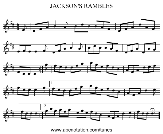 JACKSON'S RAMBLES - staff notation