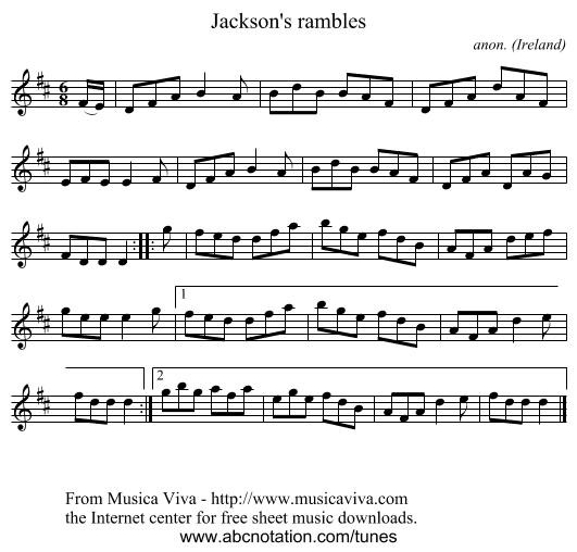 Jackson's rambles - staff notation