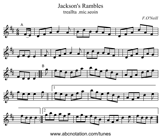 Jackson's Rambles - staff notation