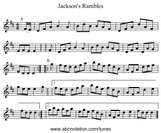 Jackson's Rambles - staff notation
