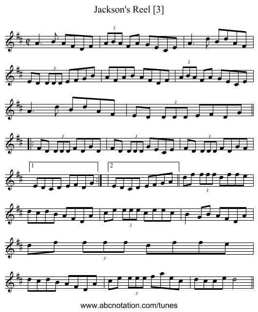 Jackson's Reel [3] - staff notation