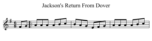 Jackson's Return From Dover - staff notation