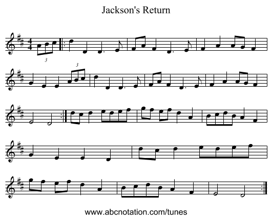 Jackson's Return - staff notation
