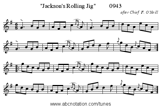 Jackson's Rolling Jig         0943 - staff notation