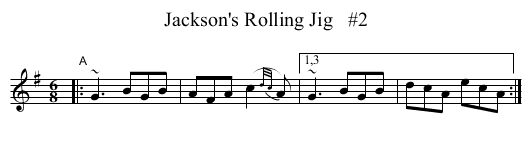 Jackson's Rolling Jig   #2 - staff notation