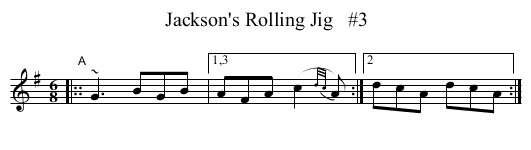 Jackson's Rolling Jig   #3 - staff notation