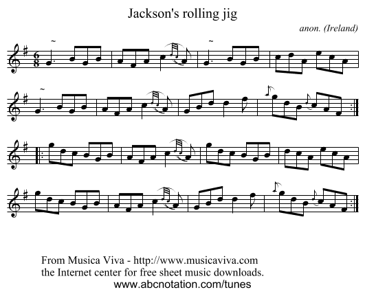 Jackson's rolling jig - staff notation