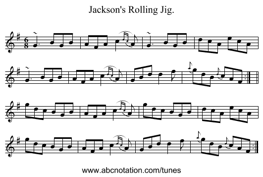 Jackson's Rolling Jig. - staff notation