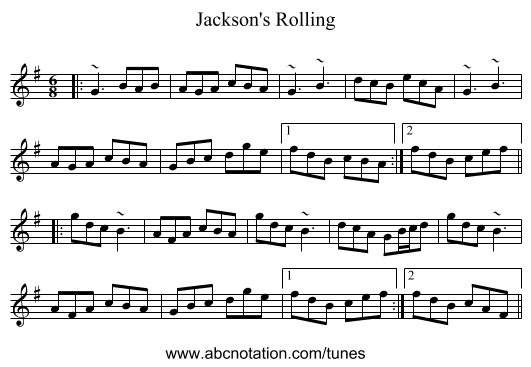 Jackson's Rolling - staff notation