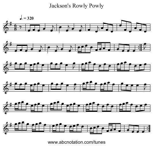Jackson's Rowly Powly - staff notation