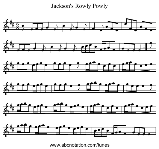 Jackson's Rowly Powly - staff notation