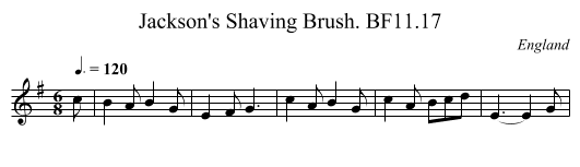 Jackson's Shaving Brush. BF11.17 - staff notation