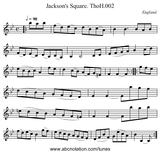 Jackson's Square. ThoH.002 - staff notation