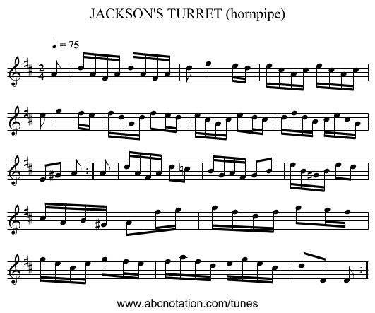 JACKSON'S TURRET (hornpipe) - staff notation