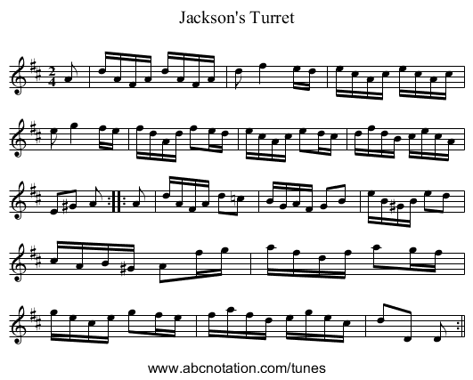 Jackson's Turret - staff notation