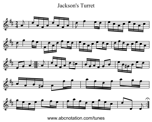 Jackson's Turret - staff notation