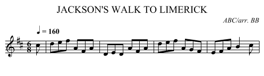 JACKSON'S WALK TO LIMERICK - staff notation