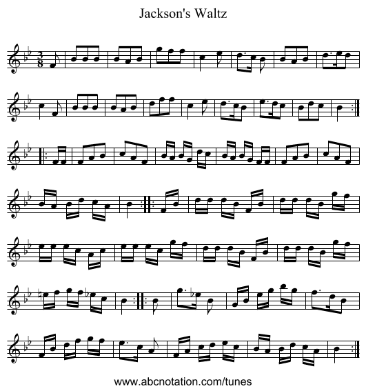 Jackson's Waltz - staff notation