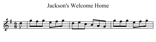 Jackson's Welcome Home - staff notation