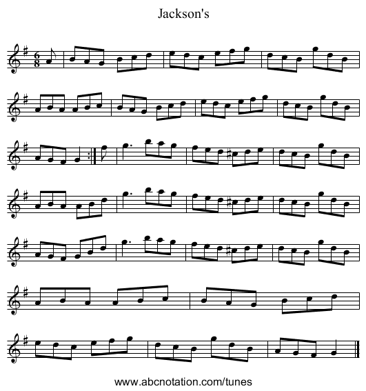 Jackson's - staff notation