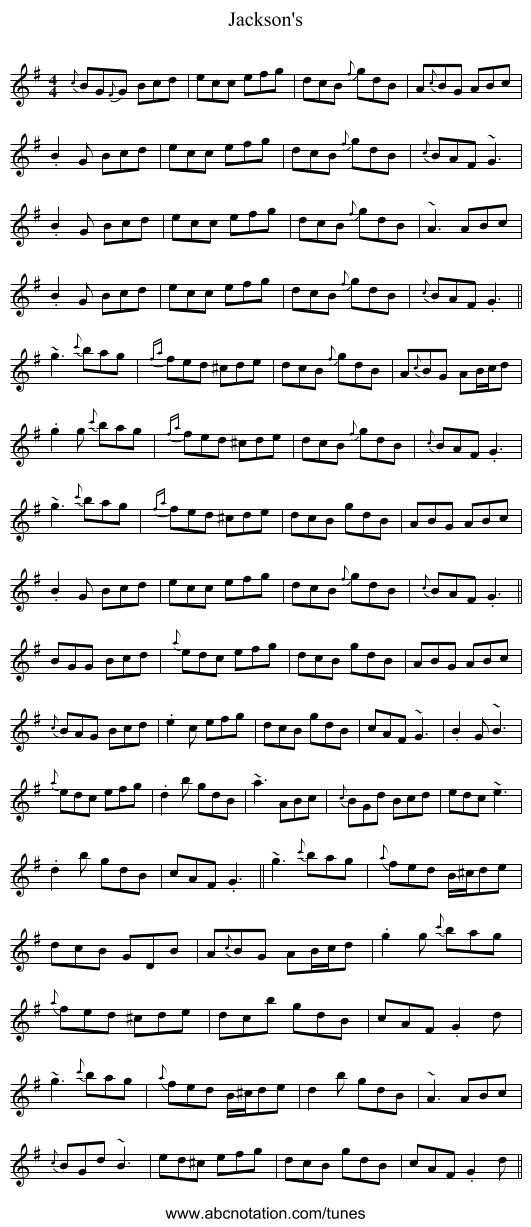 Jackson's - staff notation