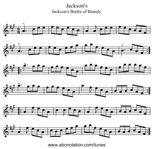 Jackson's - staff notation