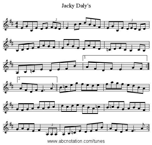 Jacky Daly's - staff notation