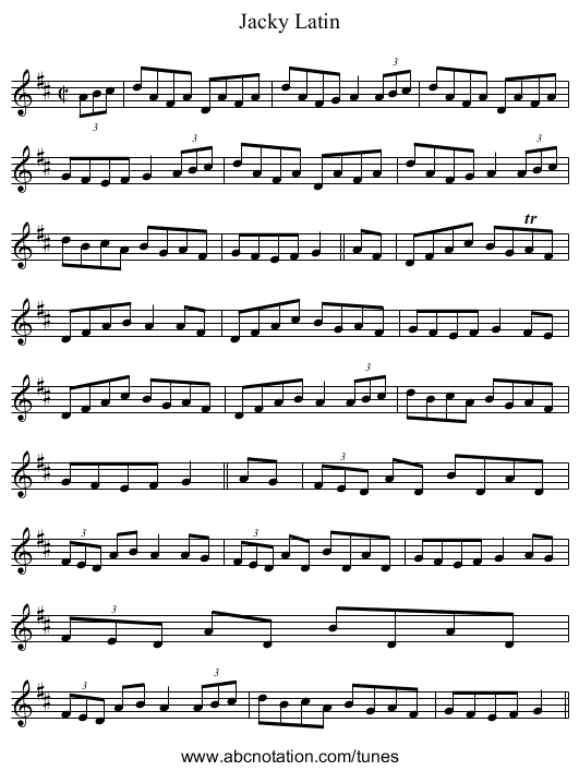 Jacky Latin - staff notation