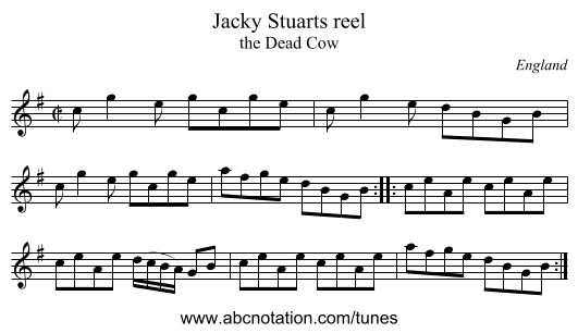 Jacky Stuarts reel - staff notation