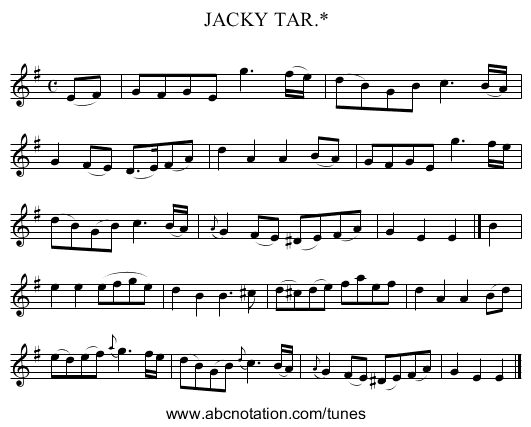 JACKY TAR.* - staff notation
