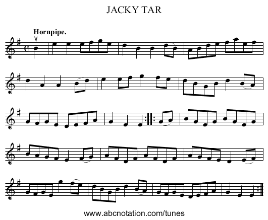 JACKY TAR - staff notation