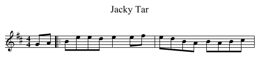 Jacky Tar - staff notation