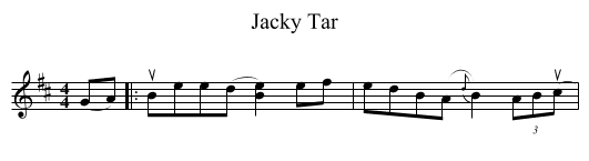 Jacky Tar - staff notation