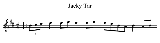 Jacky Tar - staff notation