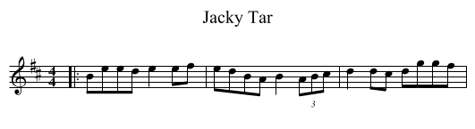 Jacky Tar - staff notation