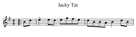 Jacky Tar - staff notation