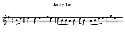 Jacky Tar - staff notation