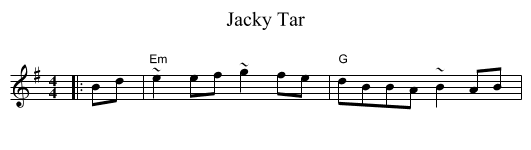 Jacky Tar - staff notation