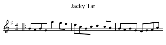 Jacky Tar - staff notation