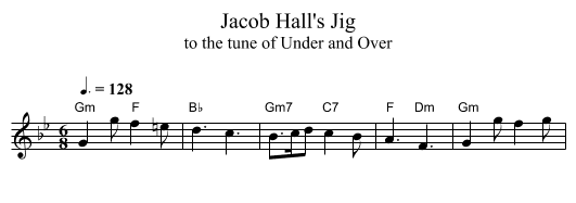 Jacob Hall's Jig - staff notation