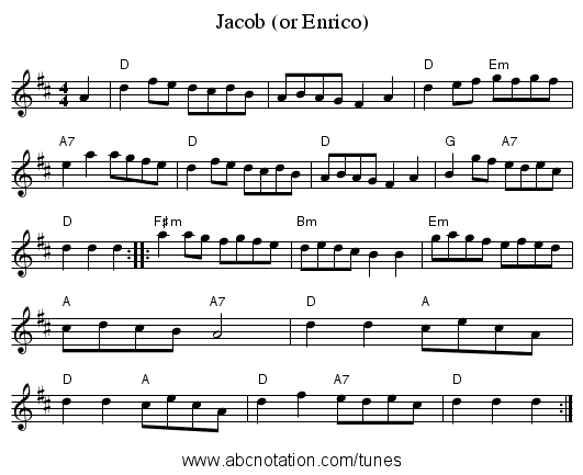 Jacob (or Enrico) - staff notation