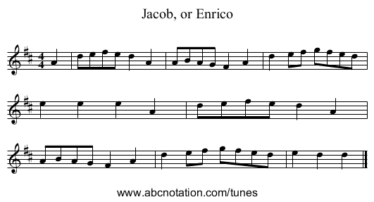 Jacob, or Enrico - staff notation
