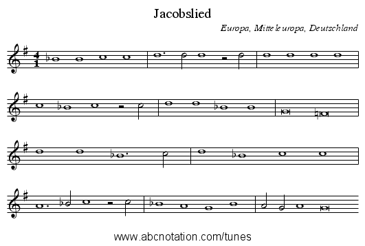 Jacobslied - staff notation