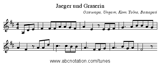 Jaeger und Graserin - staff notation