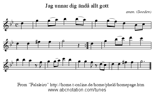 Jag unnar dig ändå allt gott - staff notation