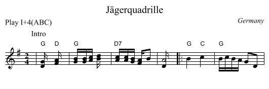 J&auml;gerquadrille - staff notation
