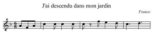 J'ai descendu dans mon jardin - staff notation