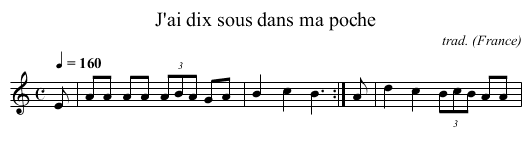 J'ai dix sous dans ma poche - staff notation