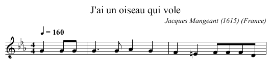 J'ai un oiseau qui vole - staff notation